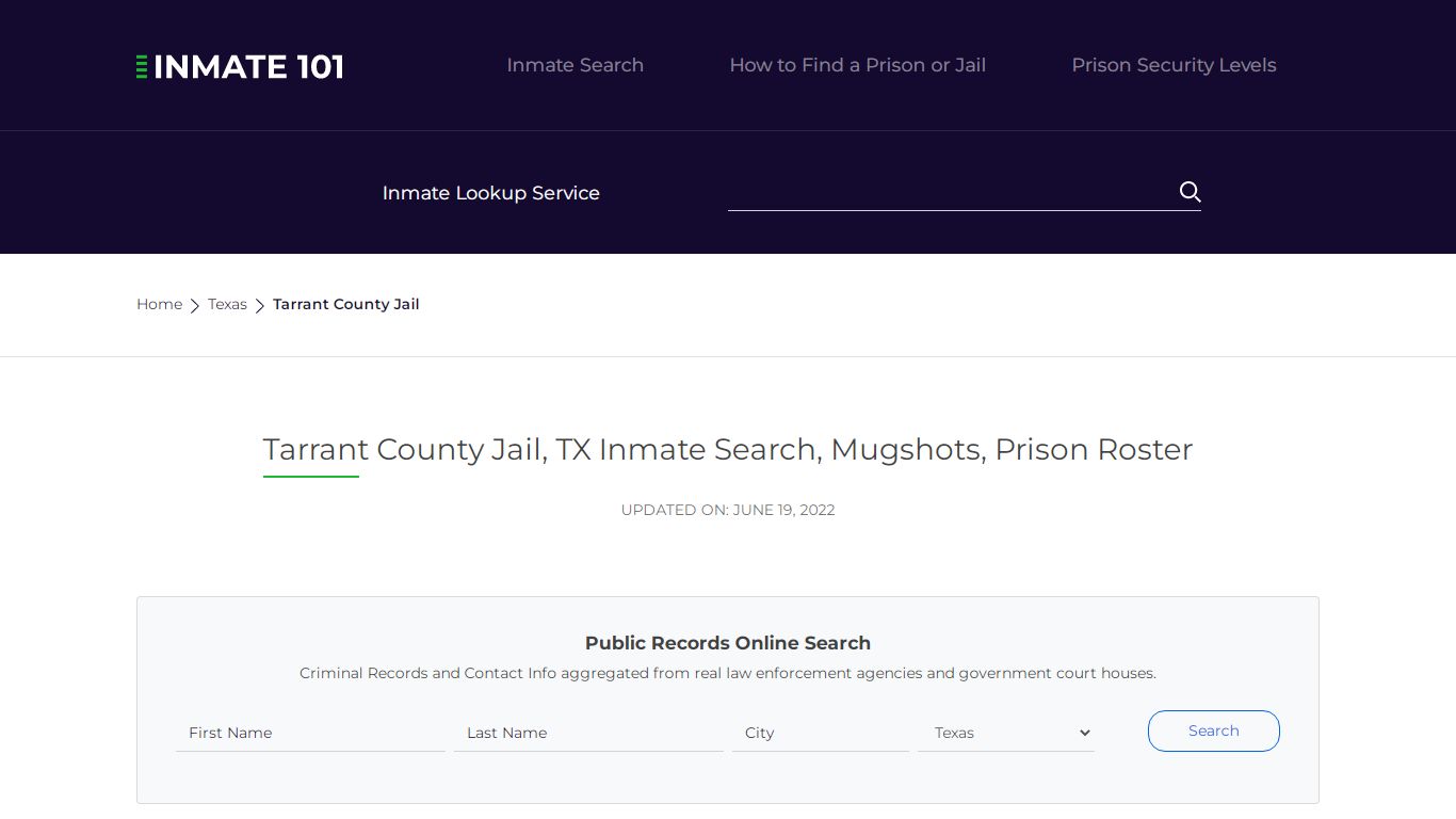 Tarrant County Jail, TX Inmate Search, Mugshots, Prison ...
